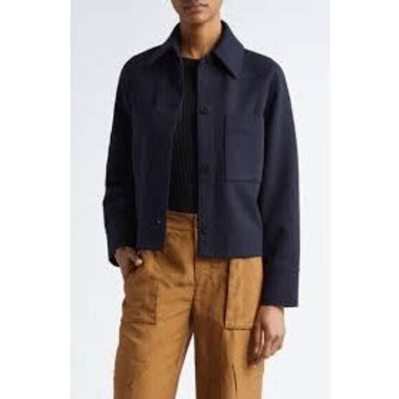 VINCE $345 Cotton Blend Chore Jacket Coastal BLUE womens XXS NEW - Picture 4 of 8